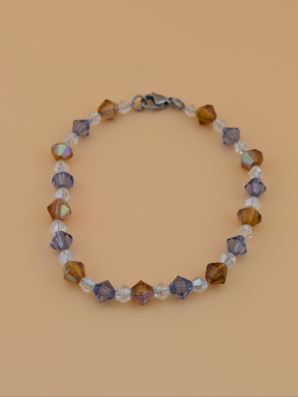 Vintage Aurora Borealis Orange & Purple Crystal Bracelet - Upcycled Jewelry